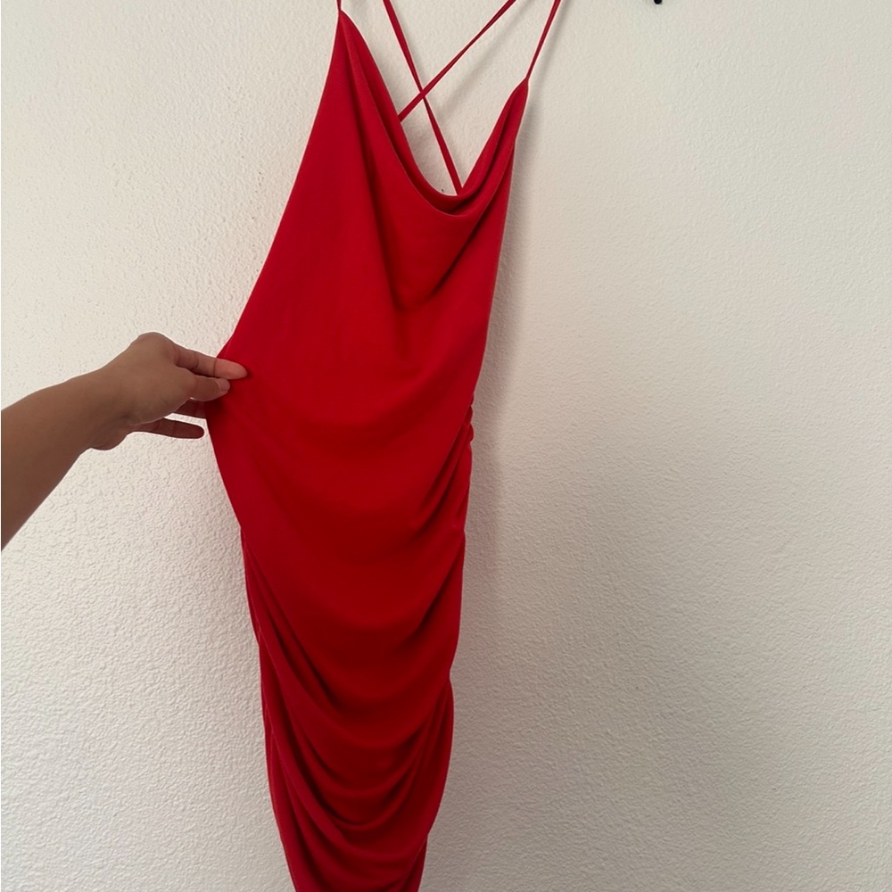 NWT Zara Red Flowy Strappy Mini Dress - Picture 2 of 4